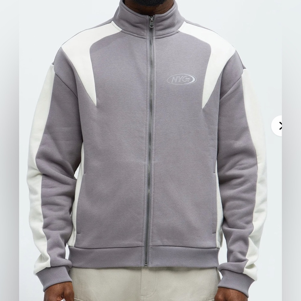 Gray and White Zip Jacket